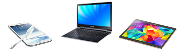 Bilde av smarttelefon, laptop og nettbrett